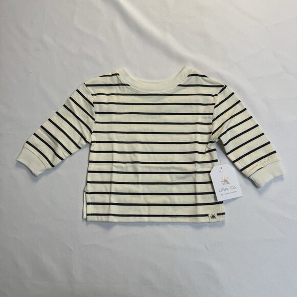 Little Co. by Lauren Conrad Organic Relaxed Skater Tee Black White Stripe 6M - Picture 2 of 6